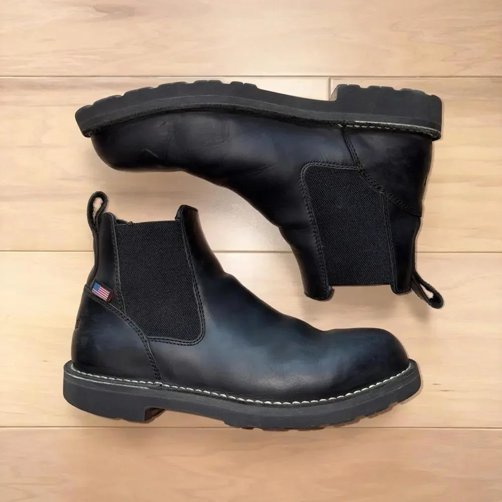 Danner Bull Run Chelsea 6 Black Work Boots Mens Size 12 EE Pull On Leather - Picture 2 of 8